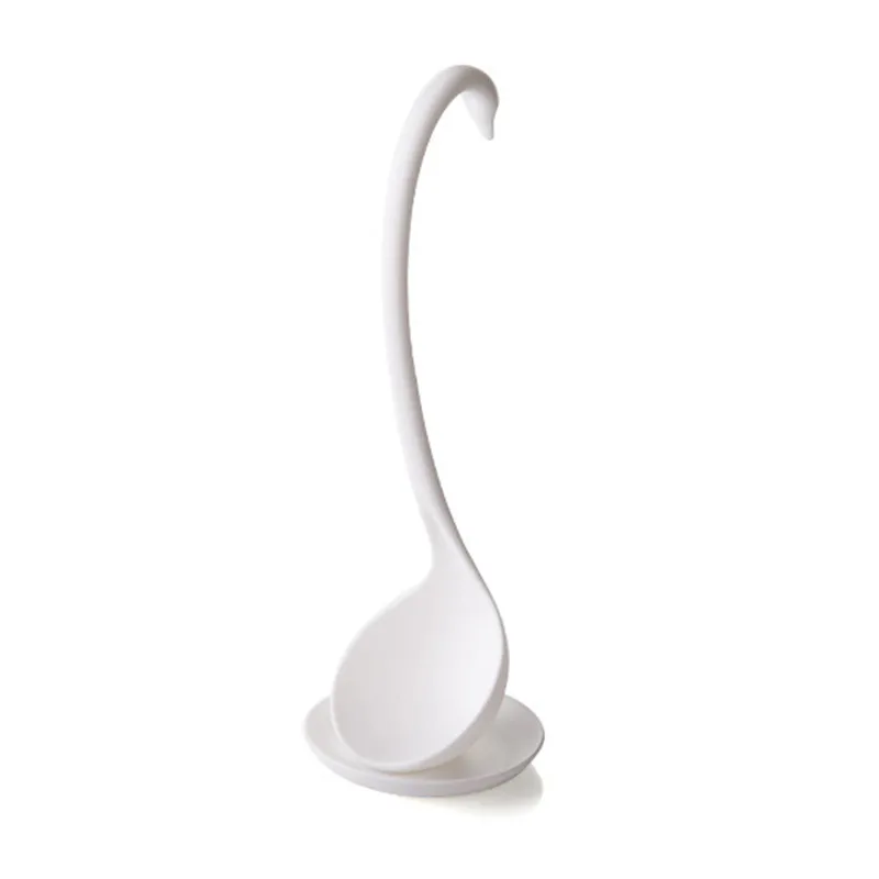 

2 Pcs Unique Shaped Swan Upright Long Handle Spoon Multifunctional Creative Soup Spoon Kitchen Tableware 28.5cm