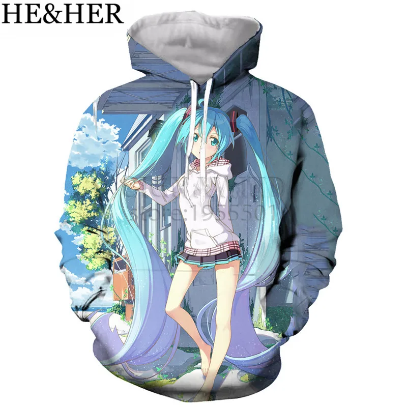 Новое Поступление Популярные Аниме vocaloid kawaii толстовки мужские и женские с 3D