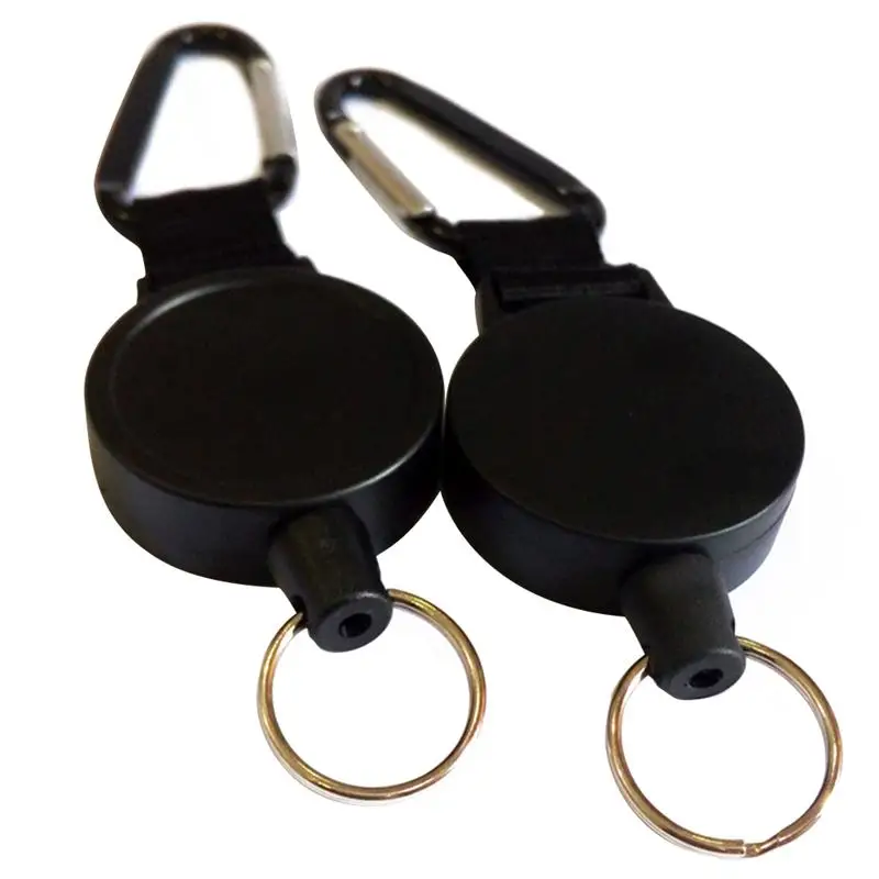 ABS Plastic Retractable Keychain High Elasticity Heavy Duty Carabiner with Back Splint (Black) | Спорт и развлечения