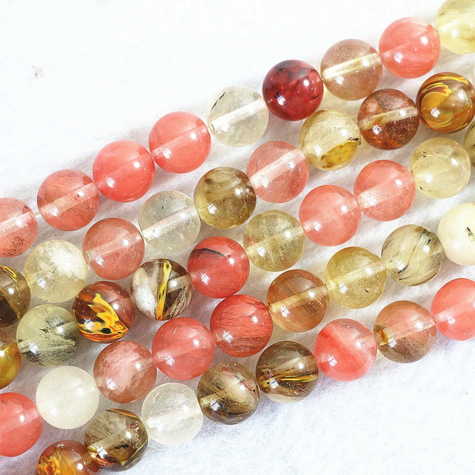

Fashion watermelon tourmaline crystal stone 4mm 6mm 8mm 10mm 12mm 14mm high grade round diy beautiful jewelry making 15" B491