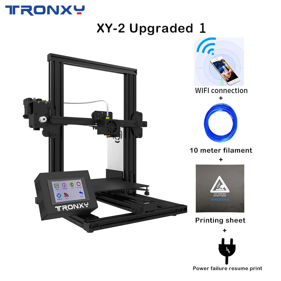 Tronxy XY-2 быстрая сборка полностью металлический 3d принтер поддерживает подключение Wi-Fi 220*220*260 мм высокая печать с сенсорным экраном - Цвет: XY-2 Upgraded 1
