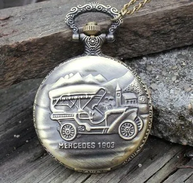 Бронзовый античный винтажный автомобиль 1903 узор кварцевые карманные часы