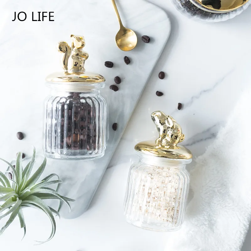 JO LIFE скандинавский Позолоченный Стеклянный герметичный контейнер для хранения