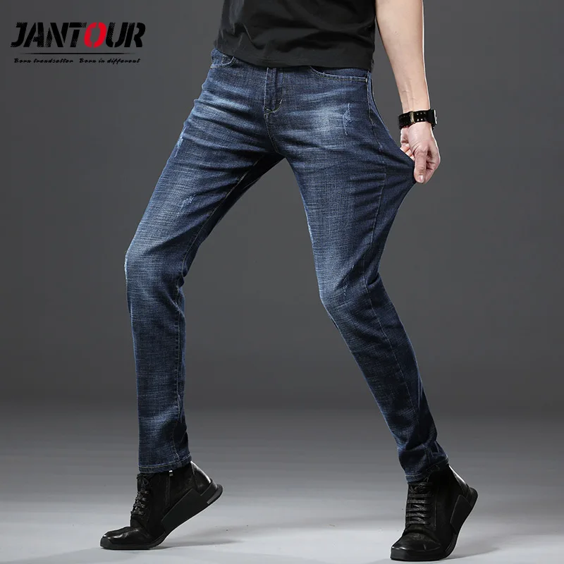 Jantour 2020 новые мужские классические джинсы Брендовые прямые Homme облегающий модный