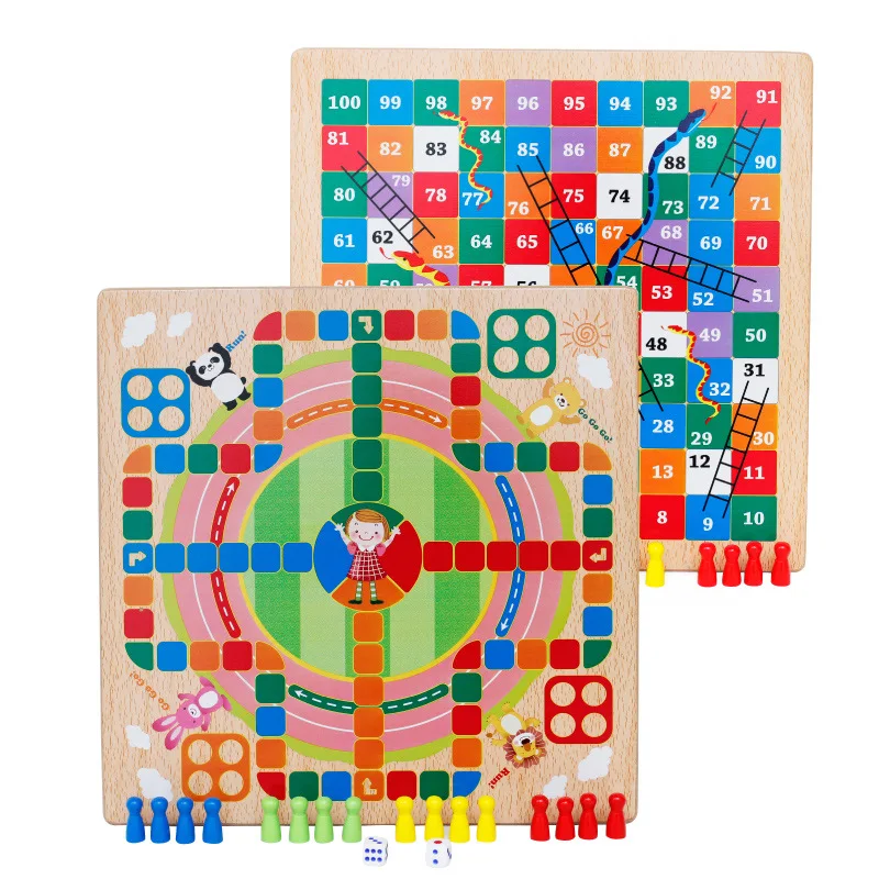 

Children's wooden creative educational toys / fighting animals / Gobang chess / double-sided wooden educational toys M31