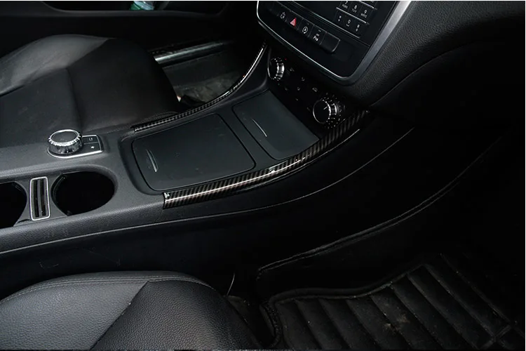 Для Mercedes Benz A/GLA/CLA класс 200 220 260 W176 A180 2 шт. углеродное волокно ABS центральная консоль декоративные полосы отделка