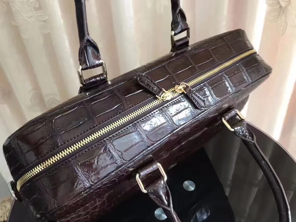 2017 Мужской коричневый портфель из крокодиловой кожи мужской с клапаном спереди