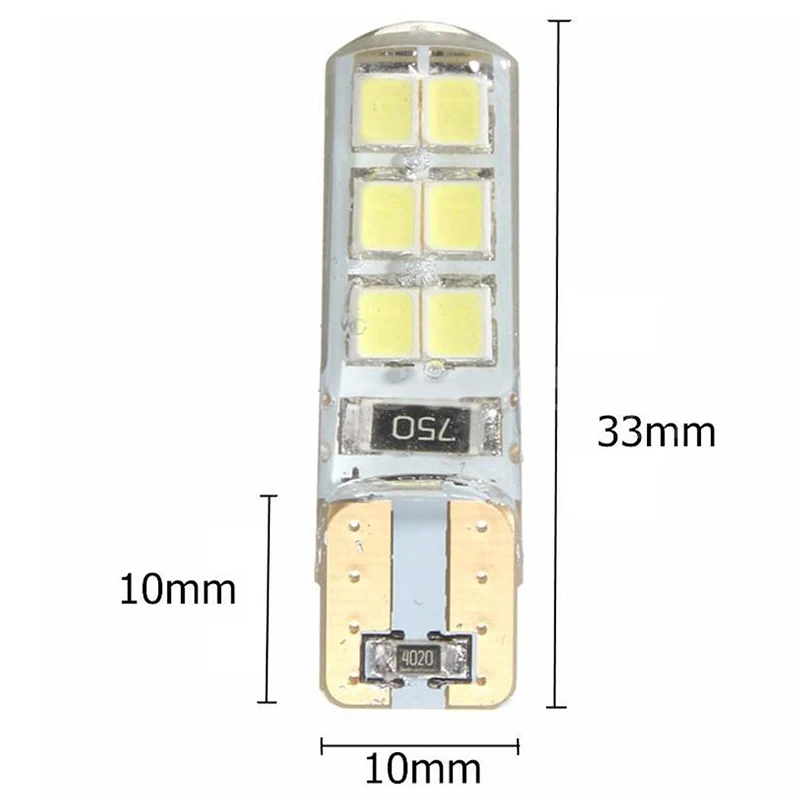 2 шт./компл. T10 194 W5W удара 2835 12LED автомобилей Canbus яркий лицензии широкая лампа подсветки лампы Белый
