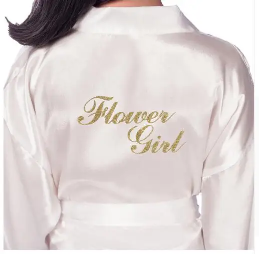 Новые однотонные шелковые халаты для девочек халат-кимоно с цветами Свадебные