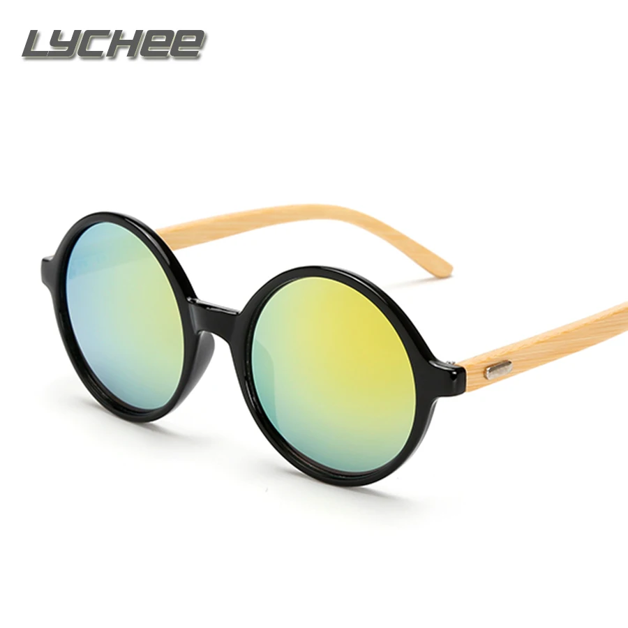 Lyehee 2017 круглый Солнцезащитные очки для женщин Bamboo Для мужчин Защита от солнца