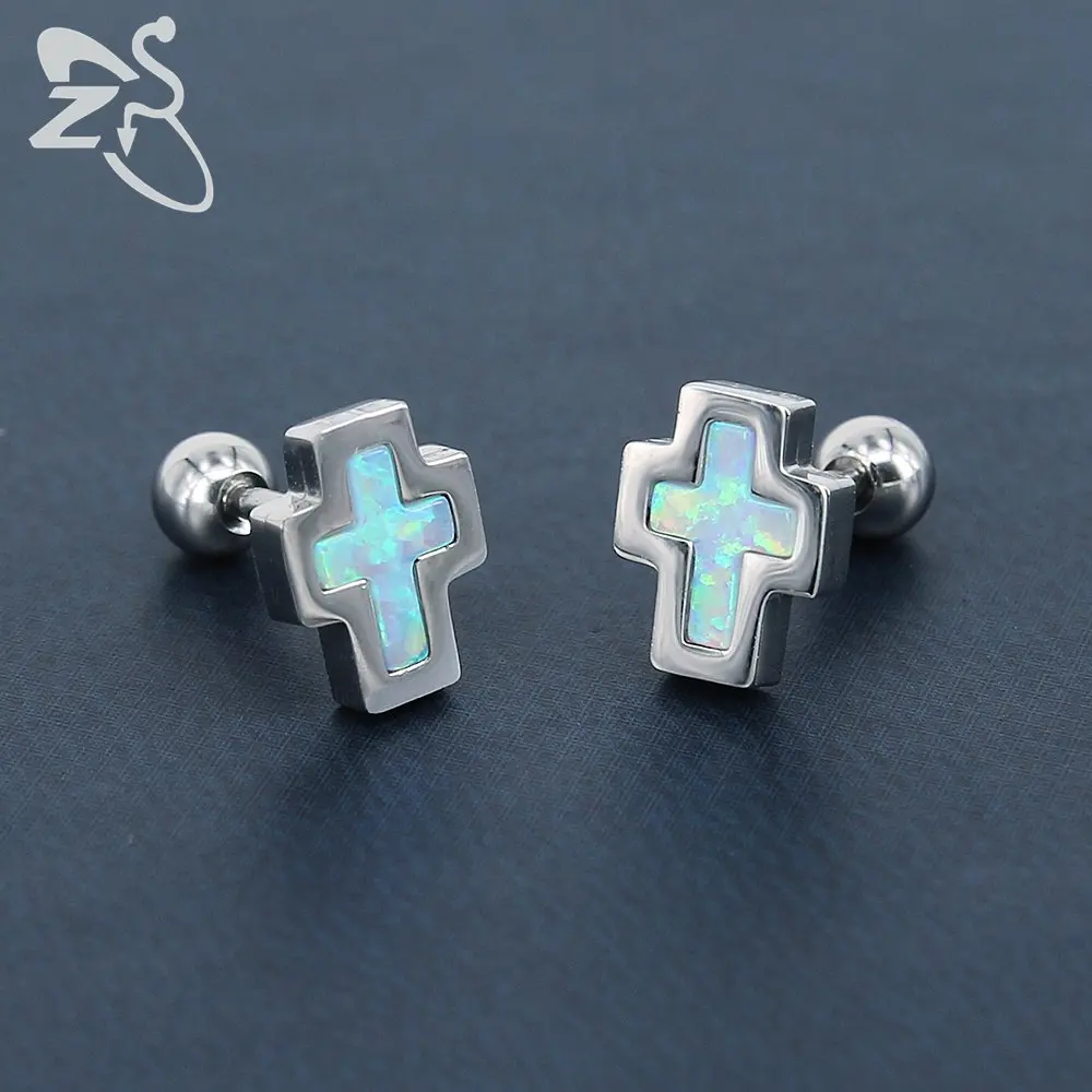 Женские серьги гвоздики из хирургической стали с опалом|boucle d'oreille|stud earringsstone stud