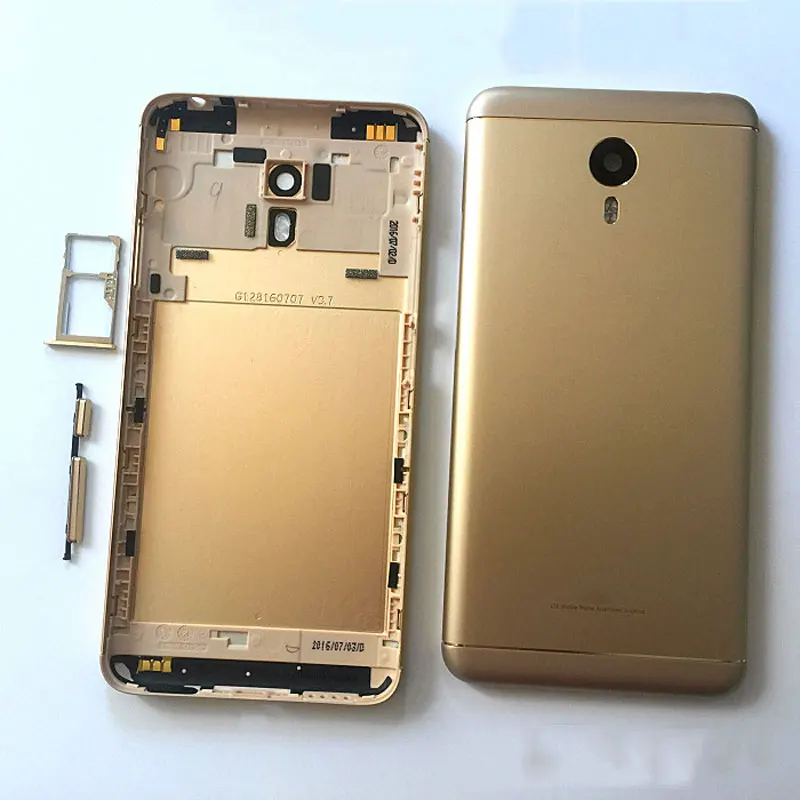 Чехол на заднюю крышку батарейного отсека для MEIZU M3 Note 5,5 дюйма M681h m681q с объективом камеры+ Кнопки громкости - Цвет: Gold with Buttons SD