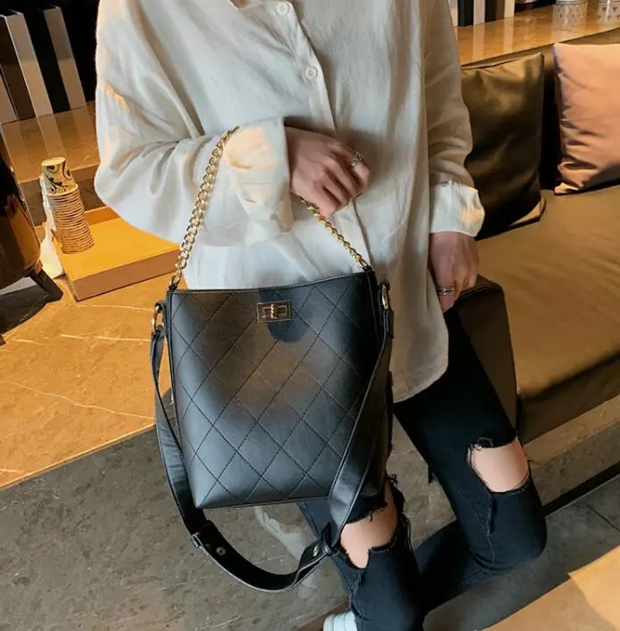 Брендовая дизайнерская женская сумка на плечо Большая вместительная сумка-ведро