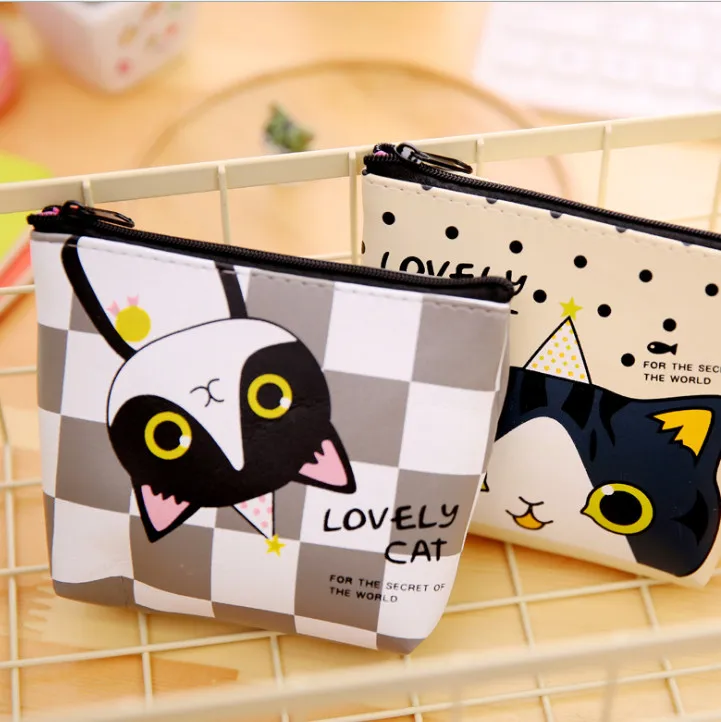 Новинка Модный женский кошелек для монет с котом милые винтажные кошельки сумки