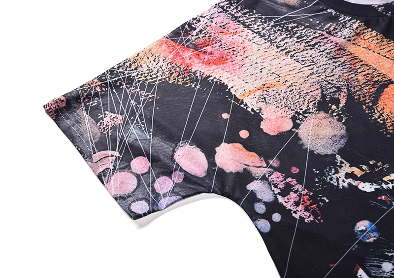 Уличный жира 2018 летняя Европейская код одежда Творческий акварель 3D печати