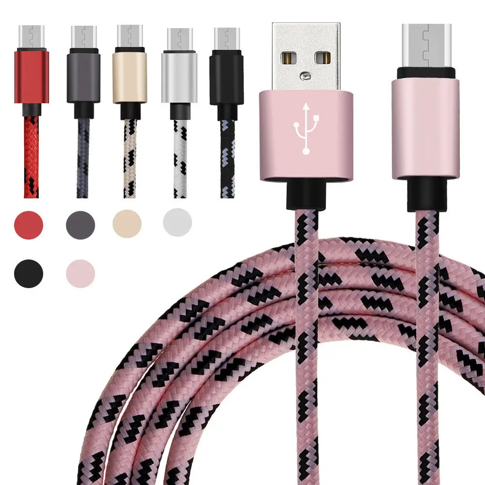 100 шт./партия 3 фута Плетеный Micro USB кабель для быстрой зарядки Тип C синхронизации