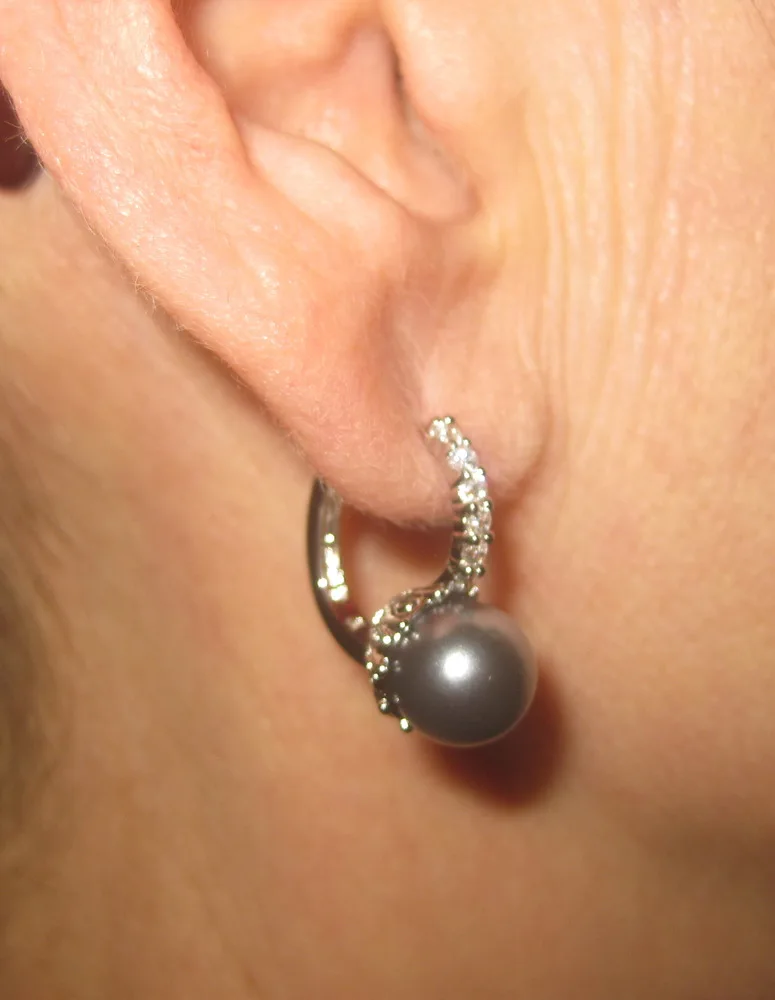 GULICX модные серьги с кристаллами и фианитом белого золота элегантные круглые серые жемчужные подарок