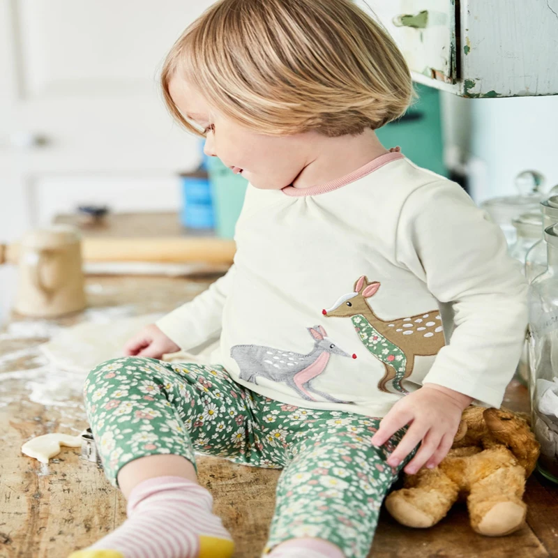 SAILEROAD Cotton Baby Kids Girl's Long Sleeve T Shirts Cartoon Animal Elk La camiseta Toddler Newborn Vestuario Shirt | Детская