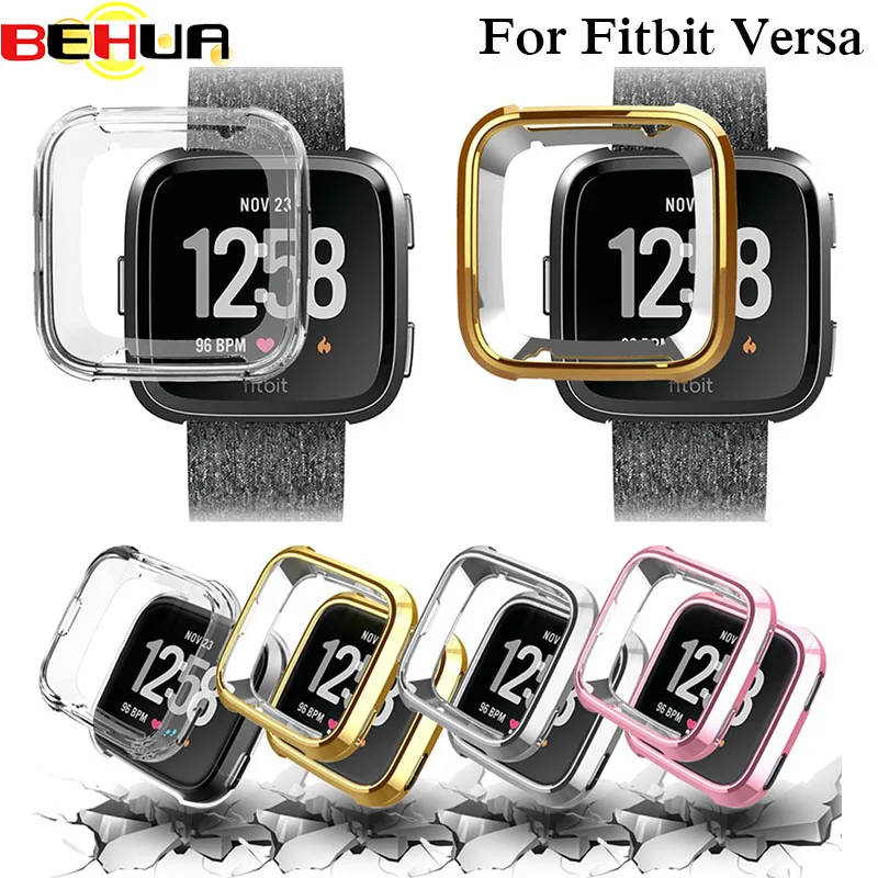 

Ultra-thin Soft Plating TPU Protection Silicone Case Cover For Fitbit Versa wearable devices smartwatch watch Frame Accessories