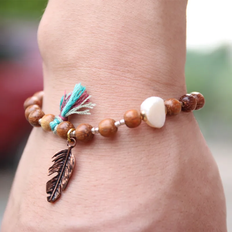 Dongmu ювелирные изделия в богемном стиле модные деревянные бусины леди браслет