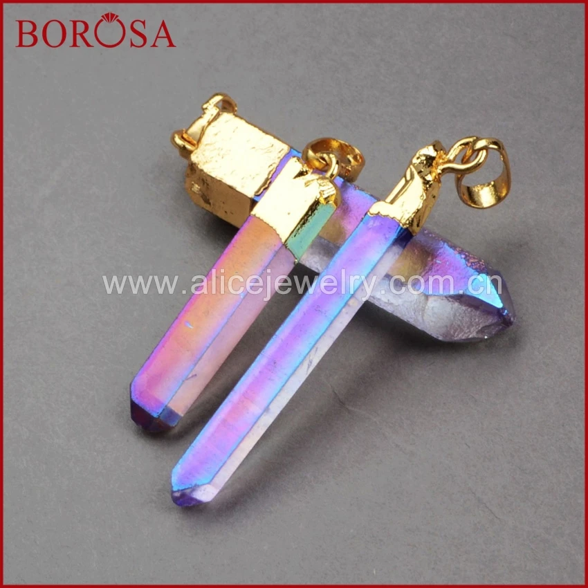 BOROSA 10 шт. новые подвесные бусины с кристаллами ауры друзные Подвески фиолетовый