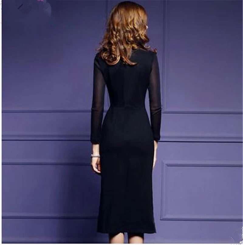 Черное облегающее платье с вышивкой привлекательные вечерние платья длинным