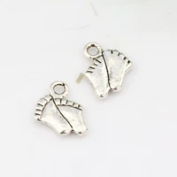 30pcs antique silver alloy feet charm pendant for jewelry making findings 811 5mm cv27