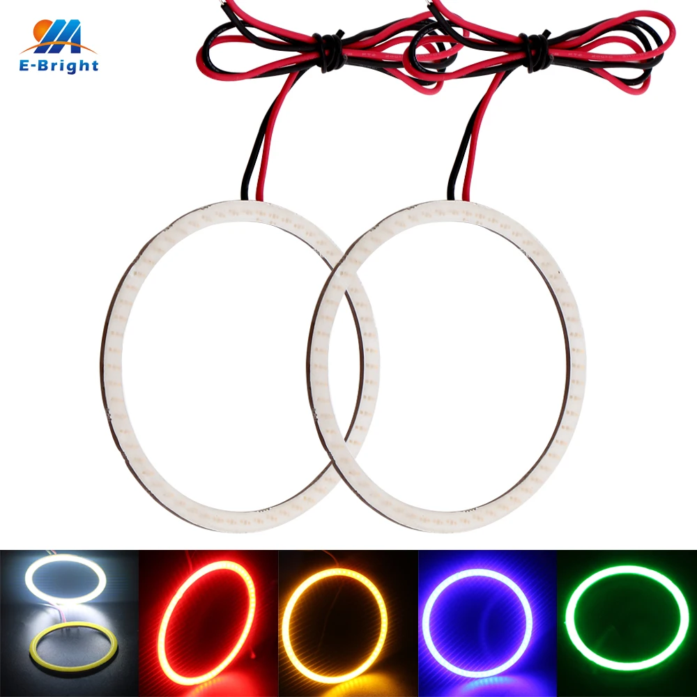 YM E-Bright 2 штуки(1 пара) COB angel eyes авто Halo кольца 70 мм 12 в 7 см Автомобильная фара мотоцикл белый синий красный янтарный Зеленый