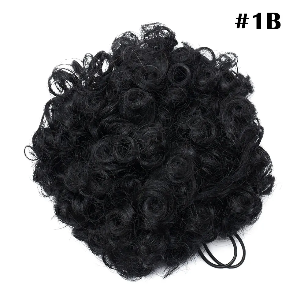 dark black-2 S-noilite " 8" синтетический слоеный афро короткий кудрявый шиньон волос булочка шнурок конский хвост обруч шиньон поддельные волосы для наращивания - Цвет: dark black-2