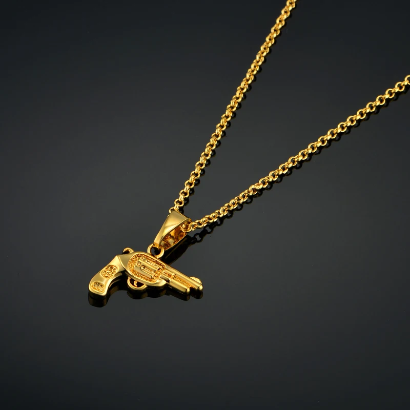 Золотистая подвеска высокого качества маленькие ожерелья с пистолетом подвески
