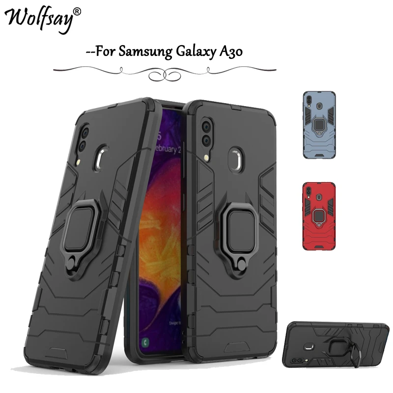 

Чехол для Samsung Galaxy A30, армированный металлический держатель-кольцо на палец, чехол для телефона Samsung Galaxy A30, задняя крышка для Samsung A30, чехлы *