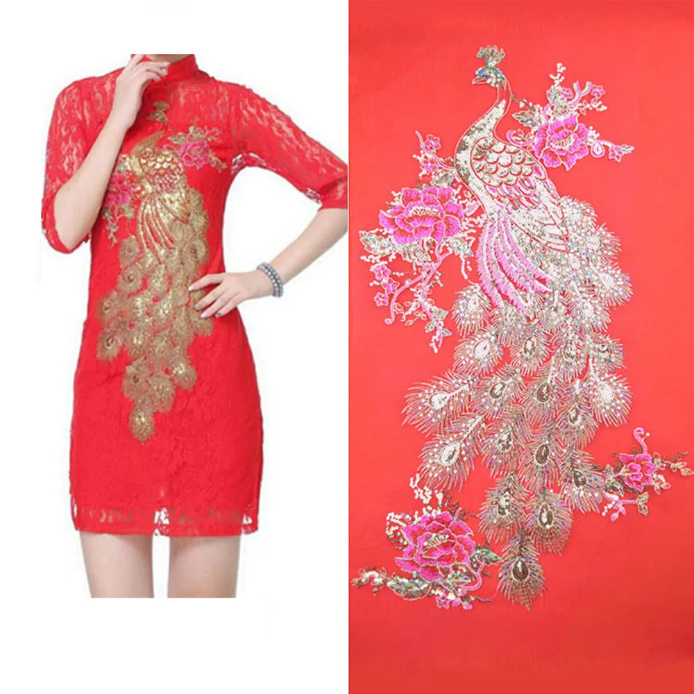 Нашивка с павлином блестками вышивка нашивки цветами аппликация одежда наклейка