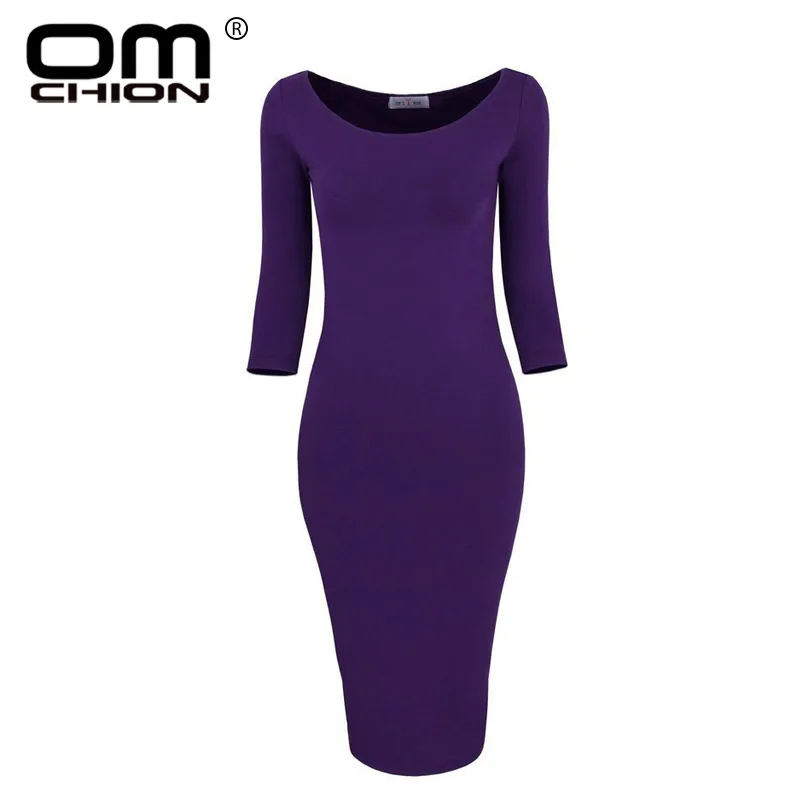Omchion Vestidos с круглым вырезом 3/4 рукав вязать зимнее платье 2018 г. модные однотонные