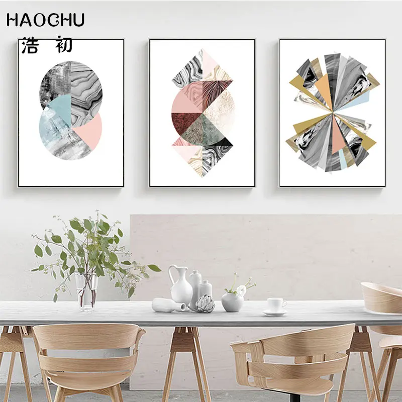 Абстрактные настенные плакаты от бренда HAOCHU круглый мраморный художественный