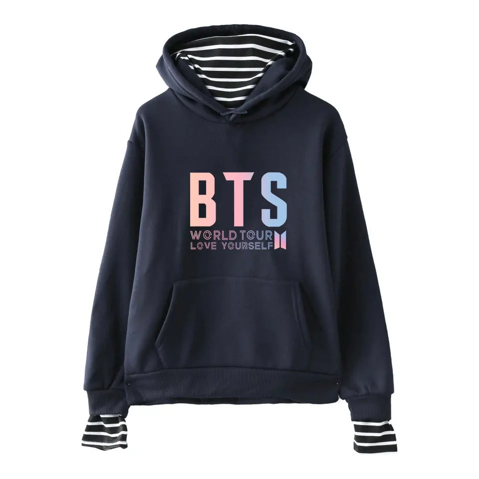 Женская одежда 2018 осеннее женское худи BTS WORLD TOUR поддельные две части плюс