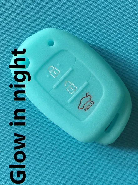 Силиконовый чехол для ключей для hyundai Creta I20 Tucson Elantra Santa fe Keyless Fob оболочки кожи держатель протектор - Название цвета: Luminous blue
