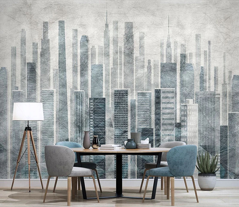 

Newest 8d Nordic City Architecture Wallpaper Mural 3D modern simple Wall paper sticker paper For Living room Wall covering Decor