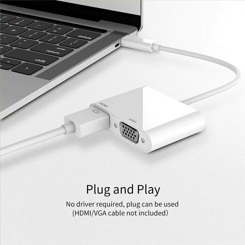 Basix USB C To HDMI VGA Adapter Type 4K Thunderbolt 3 for Samsung Galaxy S10/S9/S8 Huawei Mate 20/P30 Pro USB-C | Электроника