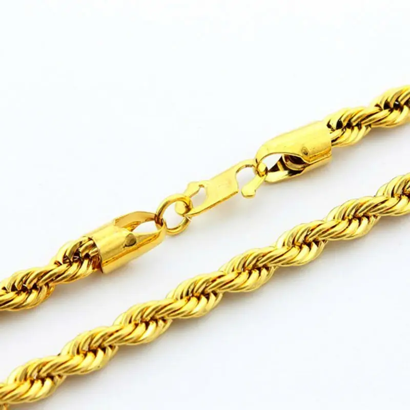 Модное мужское ожерелье из желтого золота 24 к с искусственными звеньями Мужская