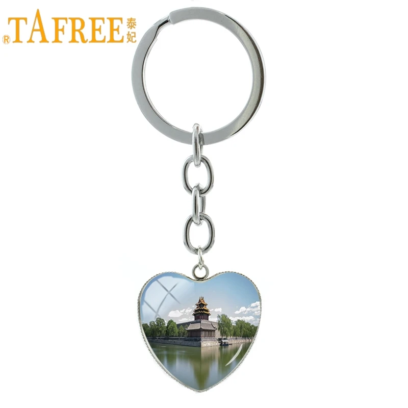 TAFREE пейзаж запрещено город картина Кулон-сердце брелок Красивая область Брелок
