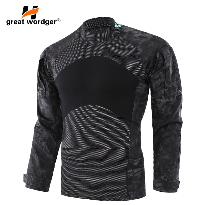 Для мужчин армейская тактическая футболка SWAT Солдат военный с длинными рукавами