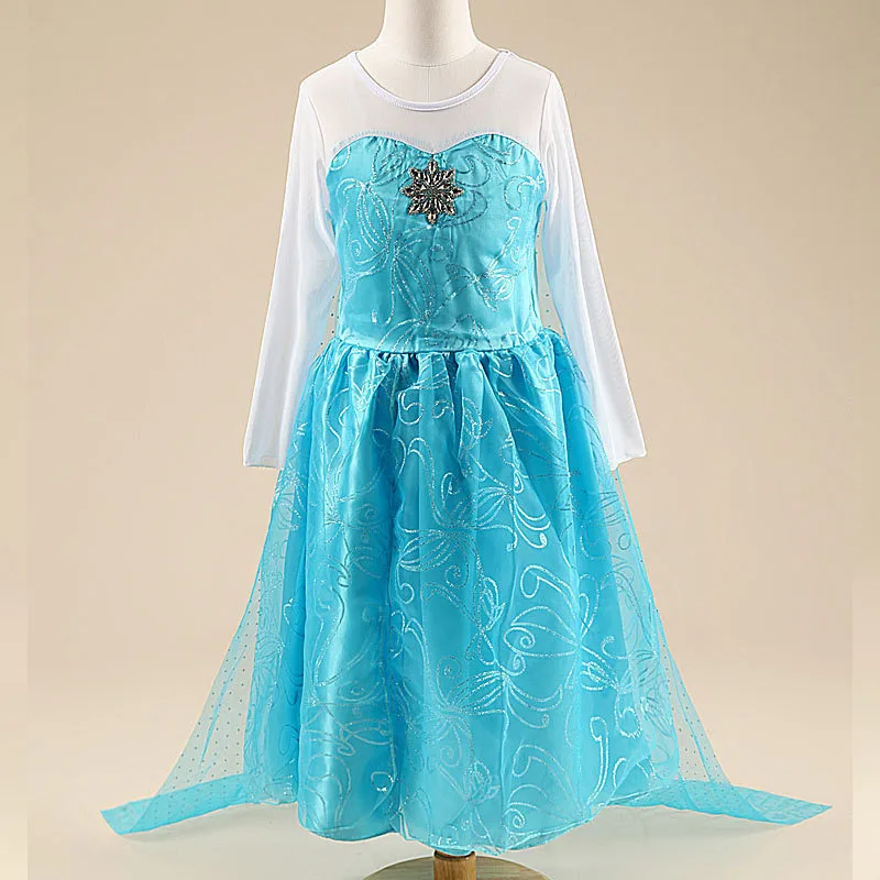 Платье Эльзы для девочек детский костюм Снежной королевы платье принцессы Анны