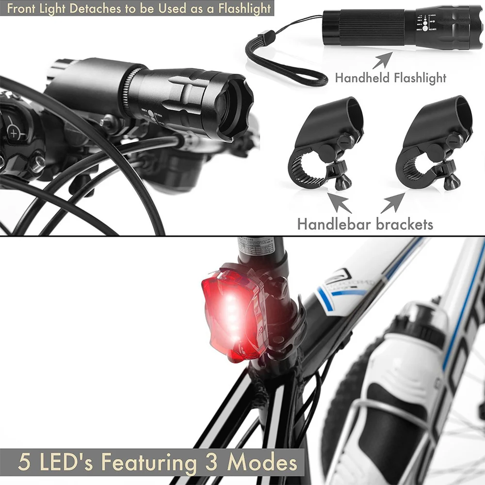 Высокое качество 5 Led велосипедный передний головной светильник+ задний светильник набор Водонепроницаемый дорожный MTB горный велосипед задний светильник велосипедный фонарь вспышка светильник