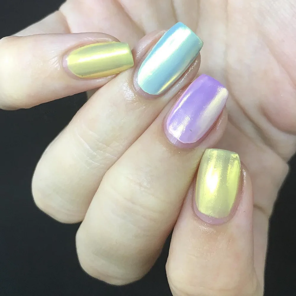 Перламутровый корпус для ногтей блестящий порошок пигмент розовый синий сделай