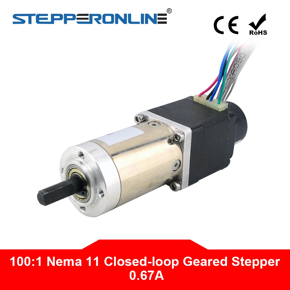 

NEW Nema 11 Closed-loop Geared Stepper Motor L=31mm Gear Ratio 100:1 Encoder 300CPR 0.67A Nema11 Step Motor