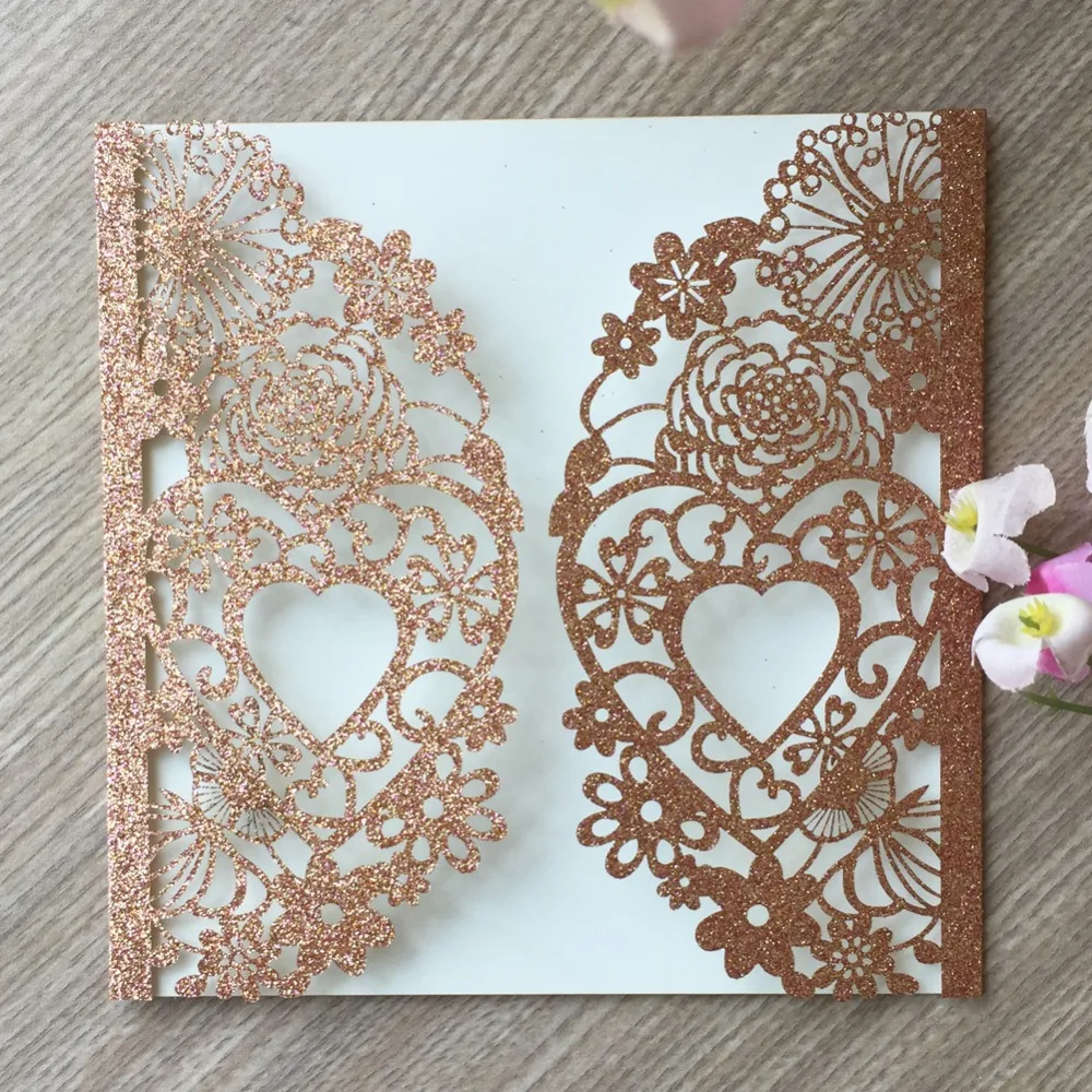

50pcs/lot Exquisite Laser Cut Hollow Out Flower Design Wedding Party Card Invitation Gift Card Birthday Party Decorations