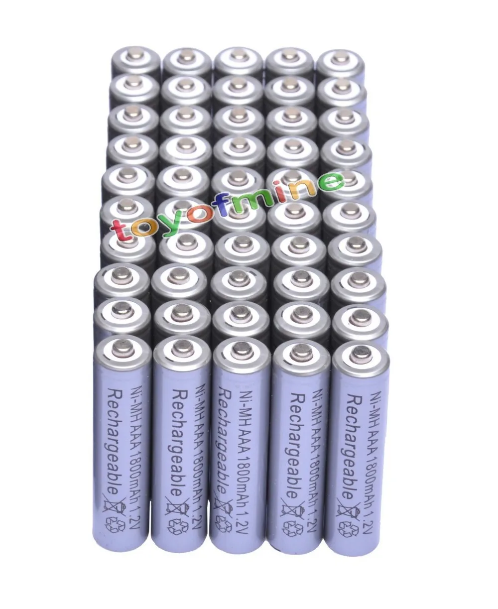 

50x AAA 1800mAh 3A 1.2 V Ni-MH Grey Rechargeable Battery Cell for MP3 RC Toys