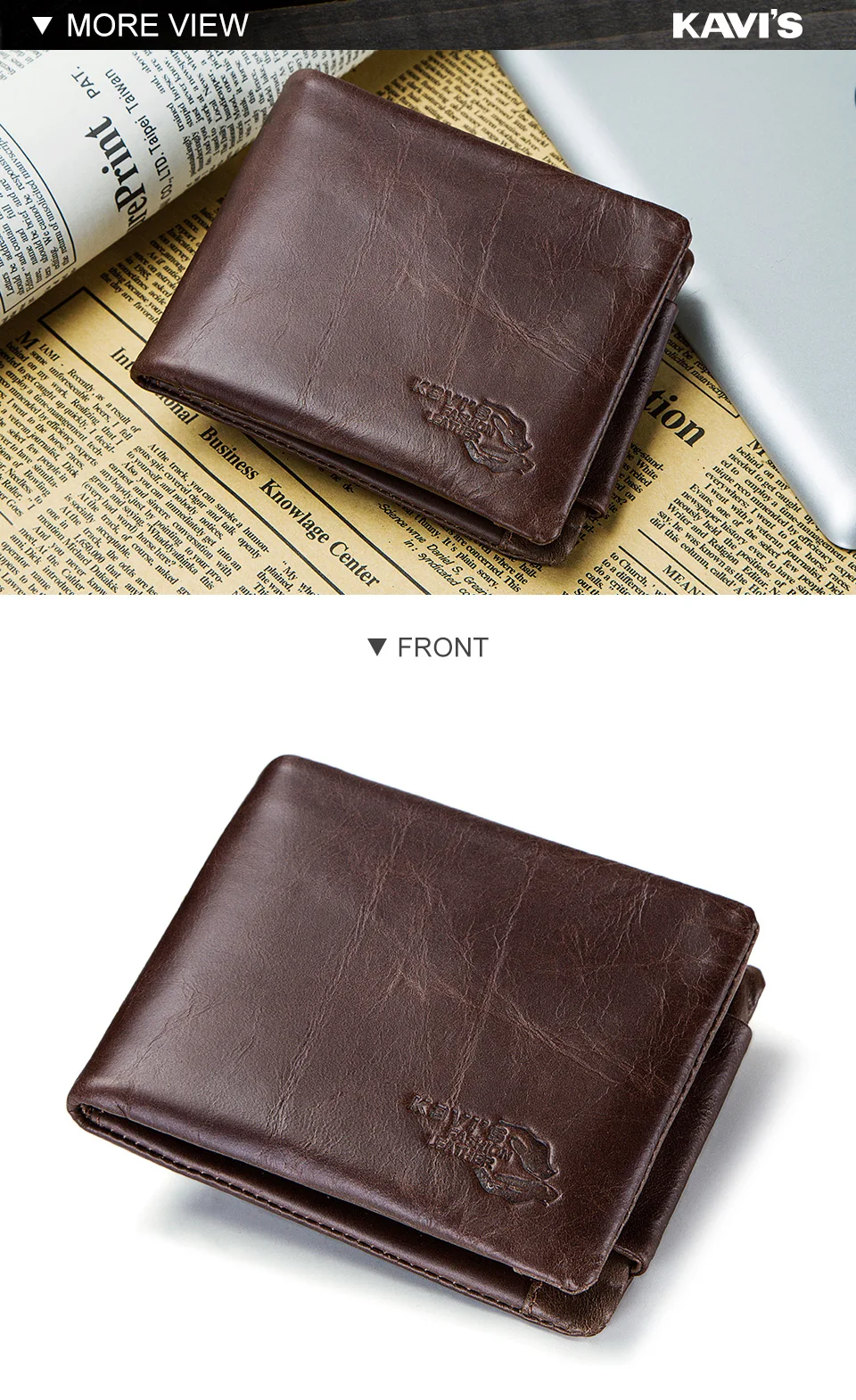 KAVIS Trifold дизайнерский держатель для карт, кошелек из натуральной кожи, мужской кошелек для монет, маленький портфель, зажим для денег, сумка Perse