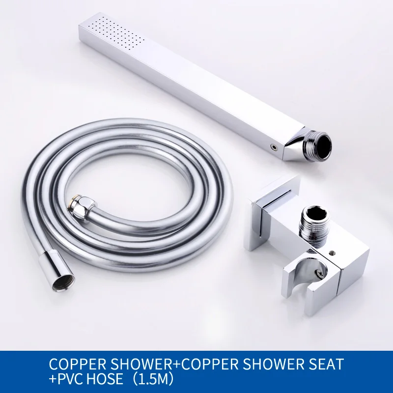 Shower Set Highend Твердый латунный ручной душевой набор квадратный с латунным держателем и шлангом настенное крепление - Цвет: Shower Set
