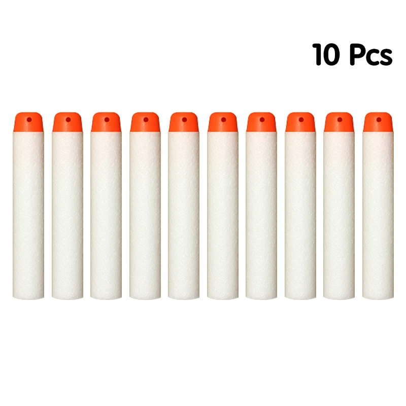white color 10pcs 100 шт мягкие пули для Nerf пули мягкие полые головки 7,2 см заправка игрушка дартс пули серии бластеров детский подарок - Цвет: white color 10pcs